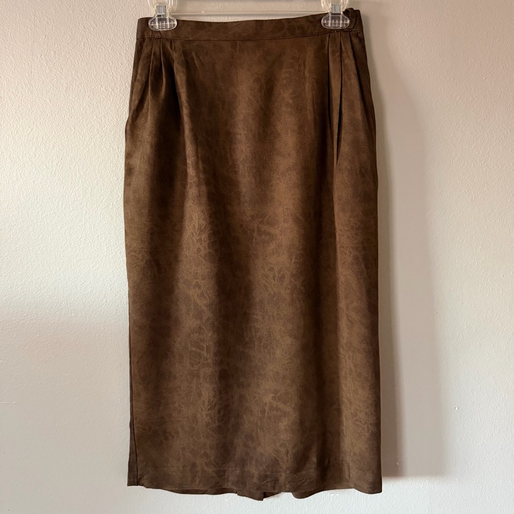 Vintage Platinum by Dorothy Schoelen Brown Rayon Skirt Size 10